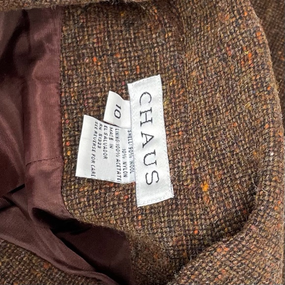 🍁 Chaus Wool Tweed Blazer Lined Jacket Coat Sz 10 - Picture 7 of 7
